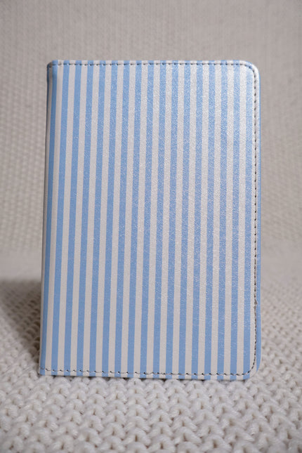 Soft Blue and White Striped Kindle Case for Kindle Basic 6-inch.