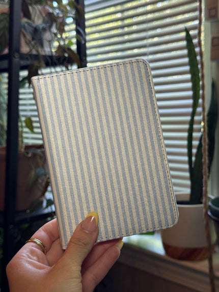 Soft Blue & White Striped Kindle 6 “ Case Rooted Book Lover Co